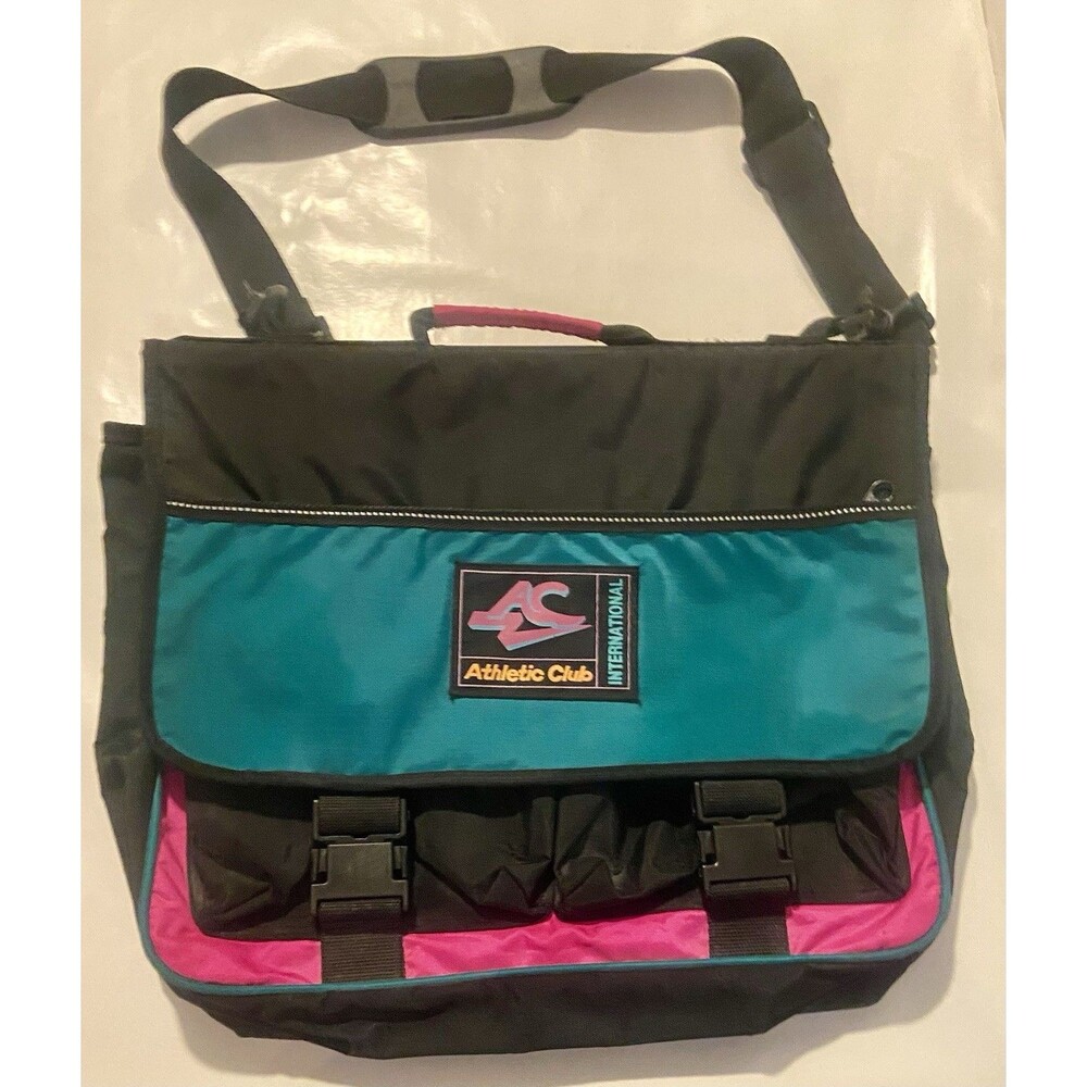 Vintage Athletic Club Neon Messenger Laptop School Sports Bag